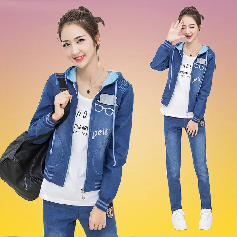 Куртка женская джинсовая с капюшоном Повседневная Уличная одежда из денима для