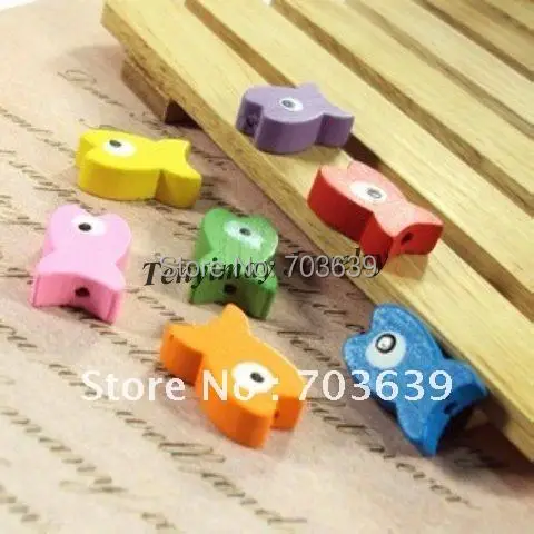

Fashion Fish Shape Wood Beads For Jewelry DIY Free Shipping 200pcs