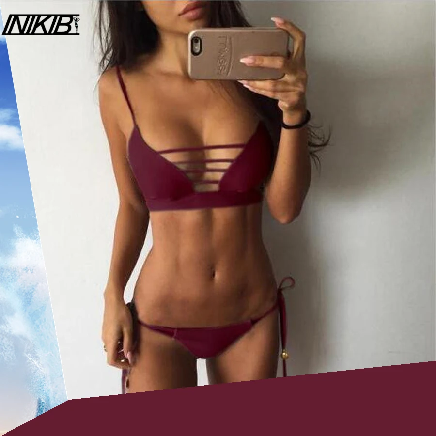2017 Female Biquini Swimsuit Women Push Up Bikini Set Low Waist Bandage Swimming Suits |