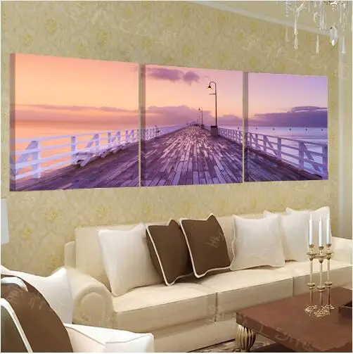 3 Pieces The Peach Blossom Lake Landscape Print Paintings Canvas Painting Home Decorative Pictures Abstract Living Room | Дом и сад