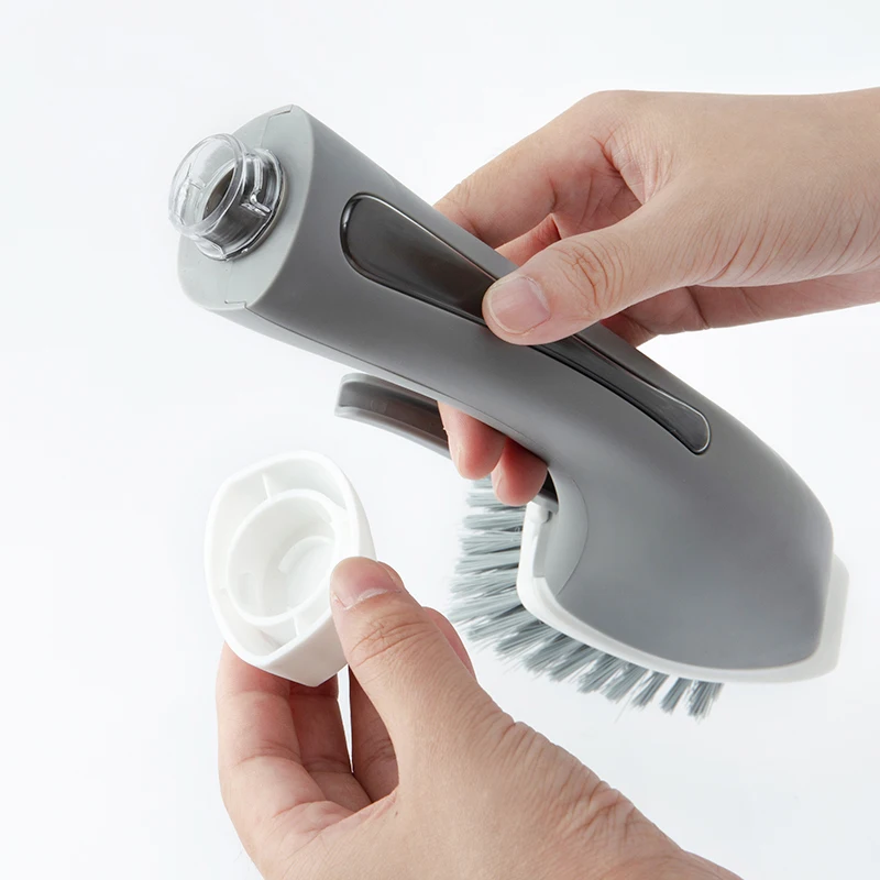 

050 Kitchen cleaning brush Anti skid long handle automatically add detergent spray water clean brush pan brush 30*9*10cm