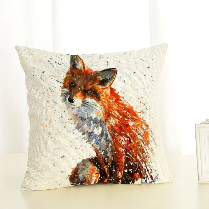 Наволочка в скандинавском стиле с милым рисунком лисы на заказ наволочка из льна