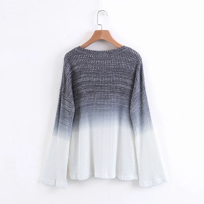 Повседневное женские два Цвет дополнительно градиент тонкий свитер Простой