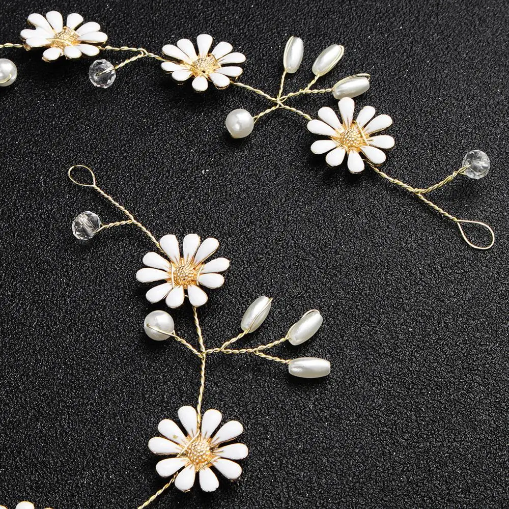 Повязка на голову ручной работы с маргаритками свадебные головные уборы