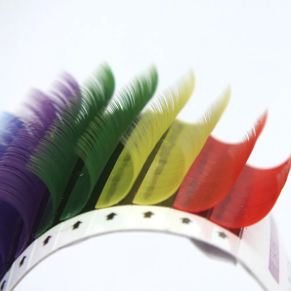 New 6 colors Rainbow Colored Eyelash Extension color eyelashes extension tool All size | Красота и здоровье