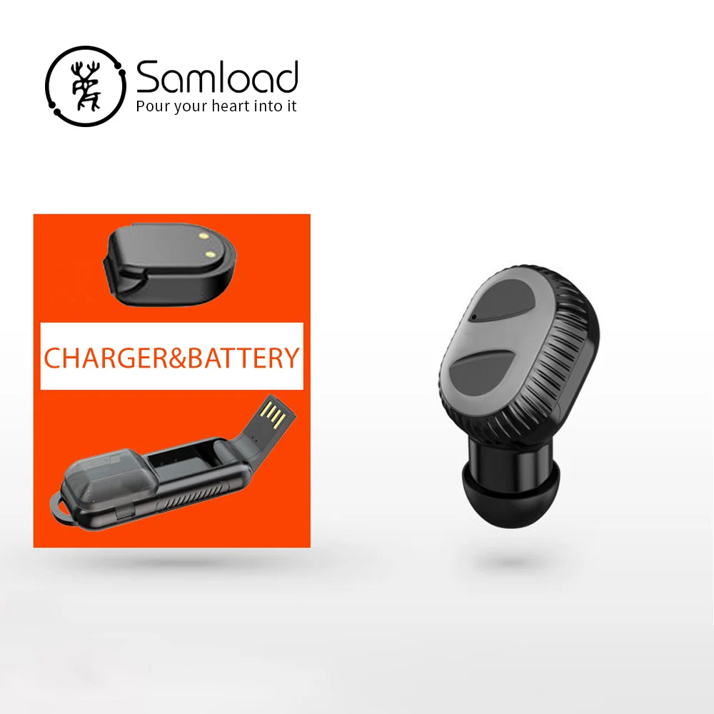 Samload Bluetooth гарнитура 2 шт. сменный аккумулятор драйвер громкой связи беспроводной наушник с шумоподавлением микрофон и зарядное устройство чехол - Цвет: BLACK-GRAY
