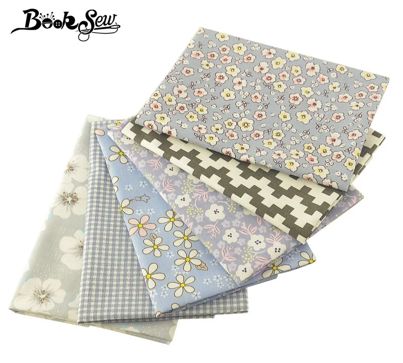 Booksew 100% хлопчатобумажная саржевая ткань с цветочным дизайном 6 шт./лот 40 см x 50