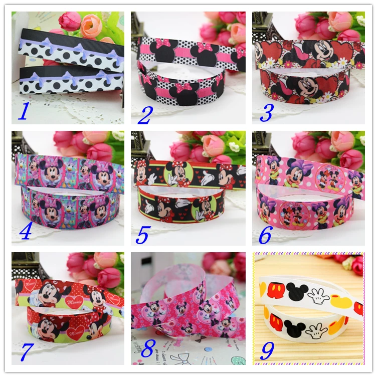 7/8 '' Микки Минни мультфильм напечатанные ленты hairbow головные уборы вечерние украшения «сделай сам» оптом OEM 22 мм D292