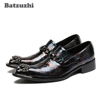 batzuzhi personalized leather mens shoes business mens pointed shoes slip on italian style dress shoes for men eu38 46