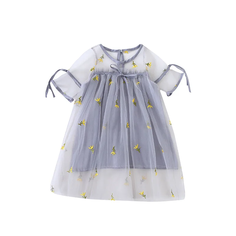 2019 Summer New Arrival korean style pineapple embroidered princess all-match short sleeve dress for cute sweet baby girls | Детская