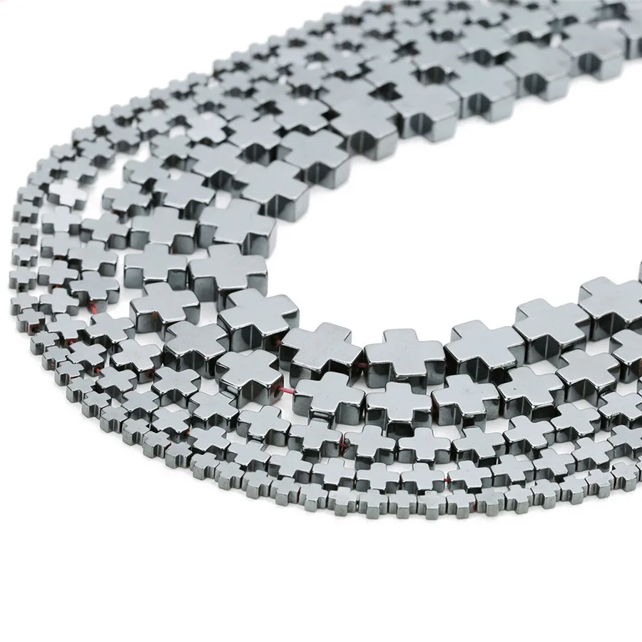XINYAO Natural Stone Beads Cross Shape Black Hematite 4/6/8/10/12mm For Diy Jewelry Making Bracelet Necklace | Украшения и