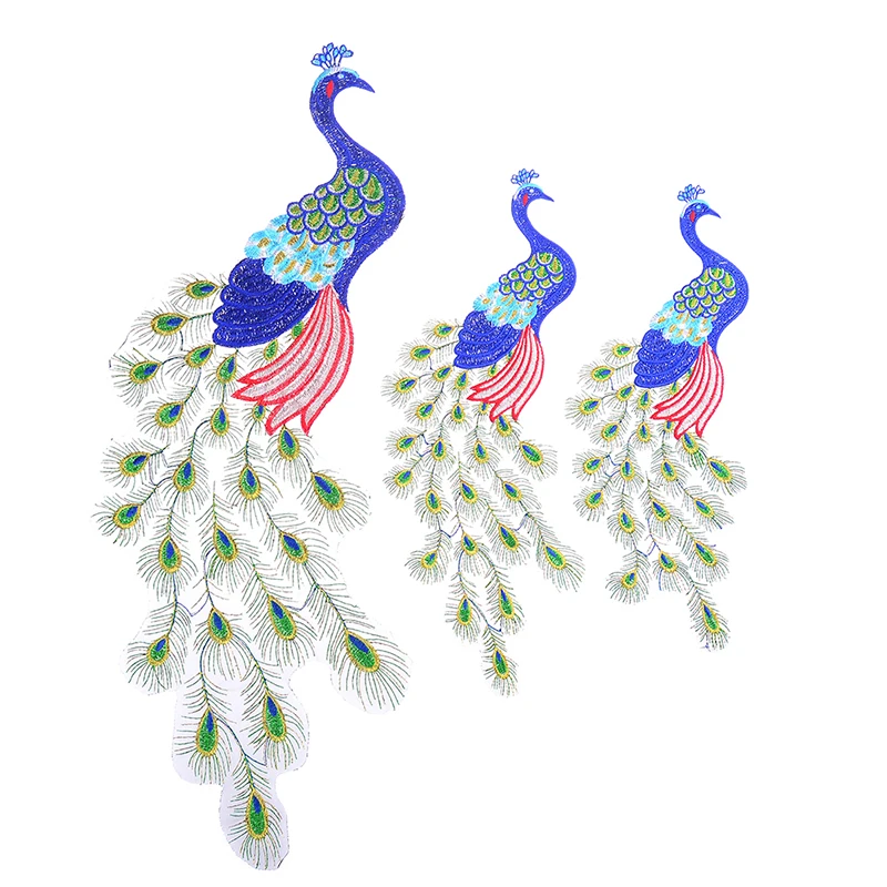 1 шт. шить платье ткань украсить разноцветными блестками с вышивкой Павлин