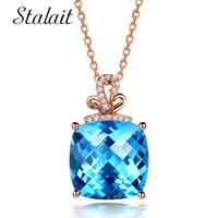luxury gift shape square blue crystal necklaces pendants rose gold jewelry fashion daily life women accessories best friend gift