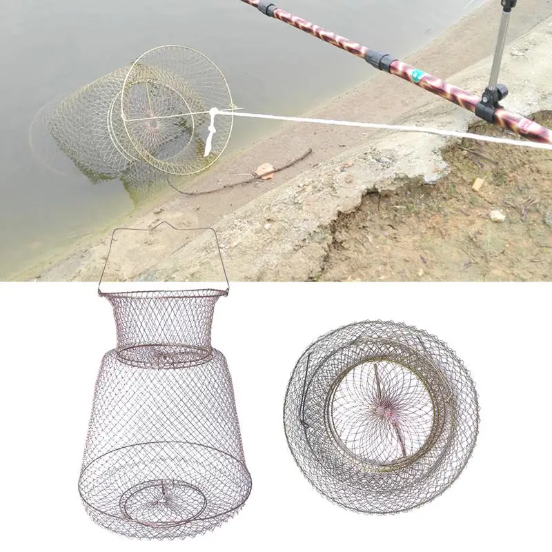 

Foldable Metal Wire Fishing Net Cage Iron Wire Basket For Crabs Squid Shrimp Fishing Accessory