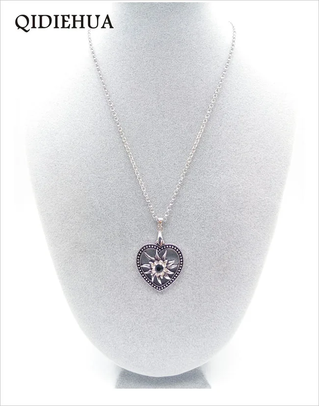 QIDIEHUA Bijoux Collier антикварное серебряное ожерелье Эдельвейс с кулоном для женщин