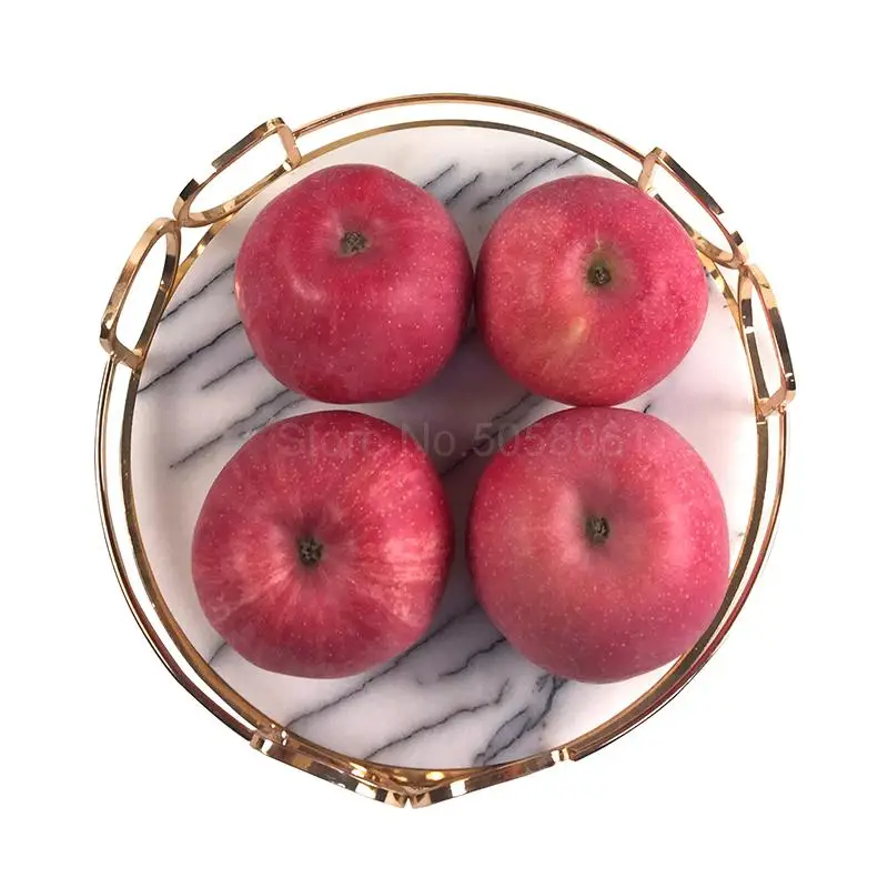 Поднос в скандинавском стиле Роскошный натуральный мраморный поднос круглый