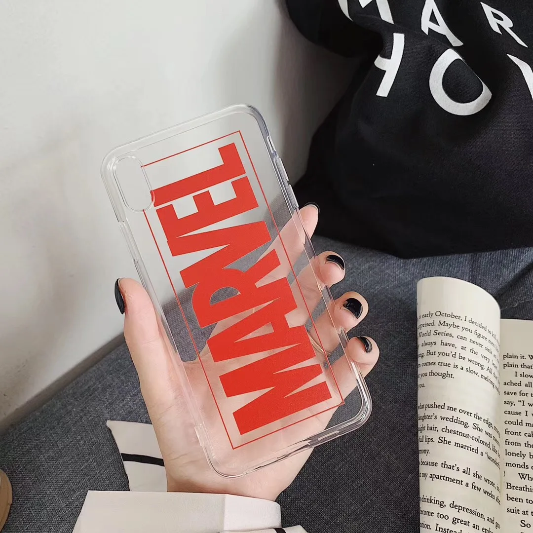 MARVEL LOGO Avengers Heros case cover for apple iphone X XS MAX XR 7 7Plus 8 8Plus 6 6sPlus Transparent soft silicone Coque |