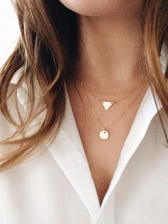 Чокер женский в европейском стиле простой Комплект из 3-х слойных цепочек с