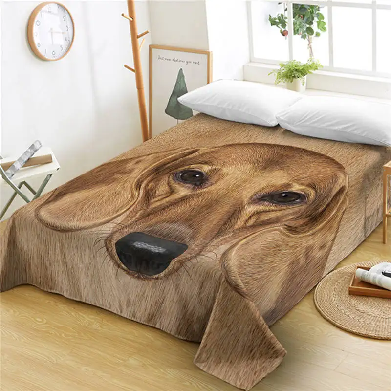 Dog4 Постельные принадлежности Outlet 3D принт собака простыня прекрасный такса плоский лист коричневый Мопс покрывала 1-шт милый щенок драп де ЛИТ дропшиппинг - Цвет: Dog4