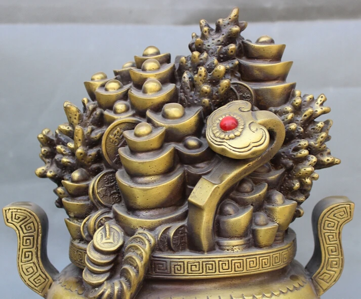 Песня voge Gem S5540 12 &quotНародная китайская Бронзовый Богатство Yuanbao Монета жуй статуя