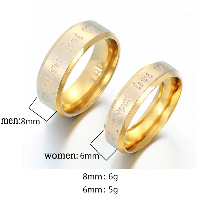 1PC Hot Gold Retro Women Men Rings Stainless Steel Forever Love Lovers Jewelry Gift Wedding Engagement Band | Украшения и