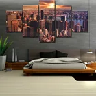 5 шт. HD принт Нью-Йорк закат Современная декоративная Картины на Модульная картина для украшения дома Декор стены искусства