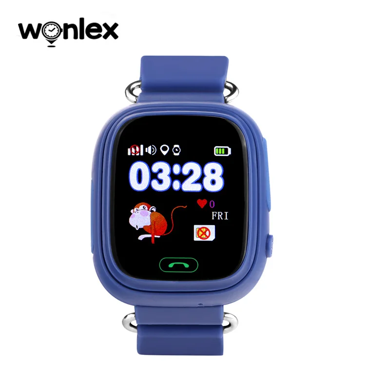 Wonlex горячая Распродажа детские gps часы MTK2503 сенсорный экран ребенок Google карта SOS Кнопка часы для Childred LBS/gps/Wifi локатор - Цвет: Navy Blue