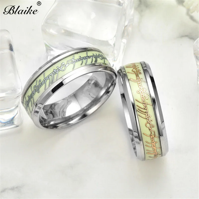 Blaike 2018 новое кольцо из нержавеющей стали ФЛУОРЕСЦЕНТНОЕ светящееся