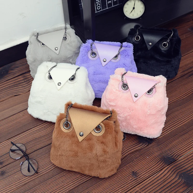 Новинка 2016 зимние Плюшевые сумка мультфильм милые плюшевые сова сумки ручной