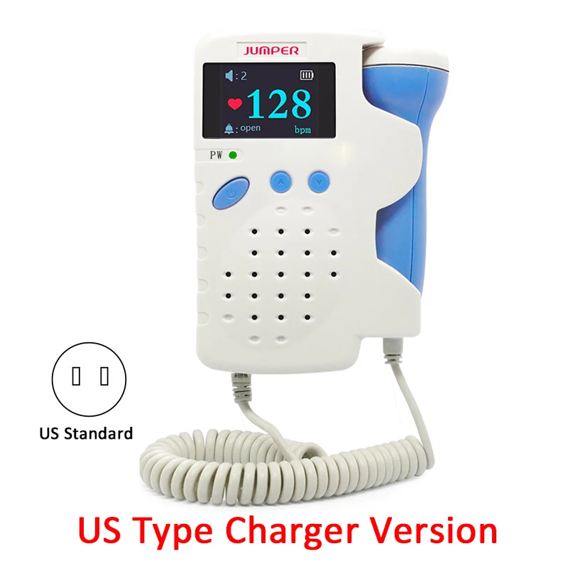 US Type (110V) Doppler фетальный монитор сердечного ритма домашний Pregancy детский и фетальный звук детектор сердечного ритма цветной ЖК-дисплей кривой без излучения 3,0 МГц - Цвет: US Type (110V)