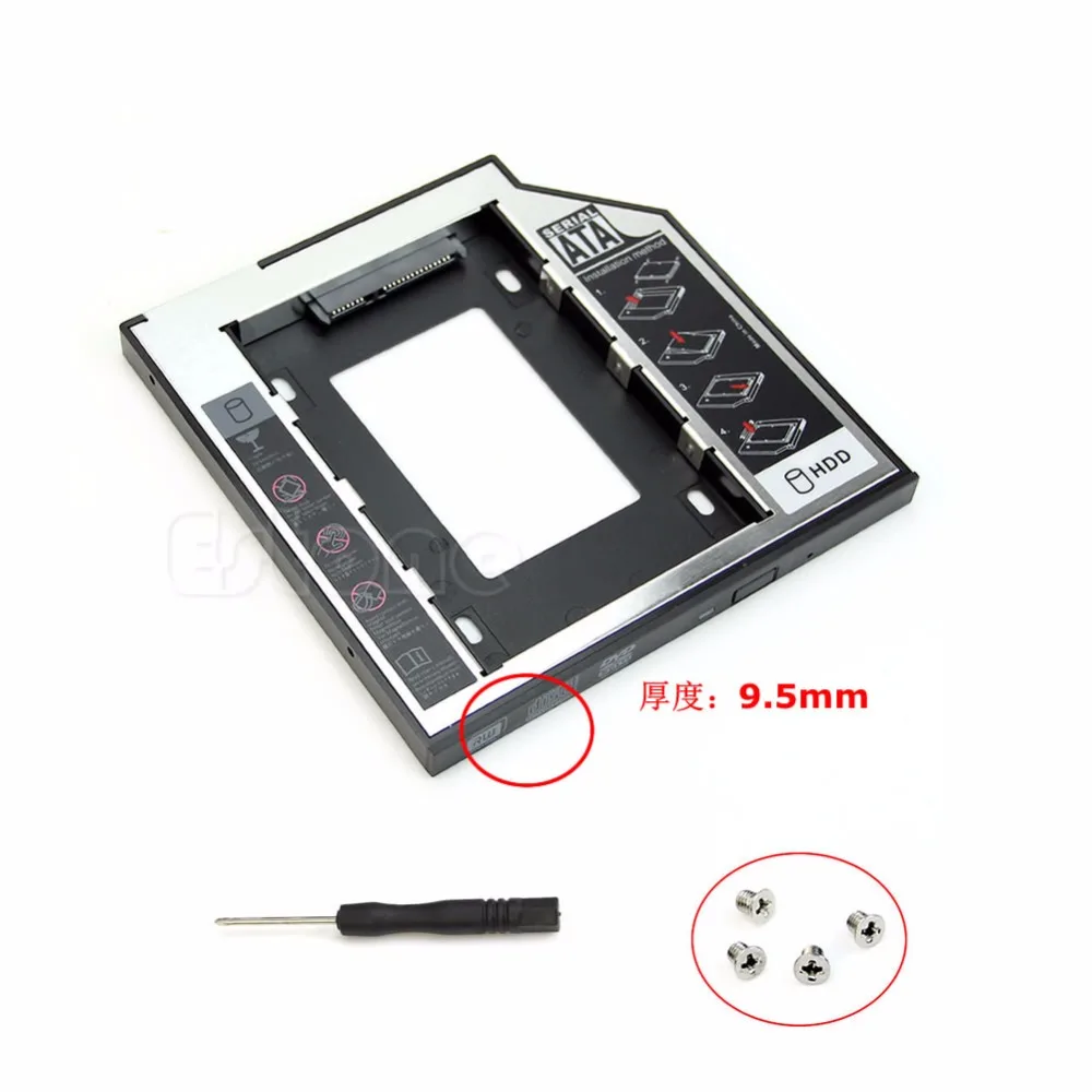 Универсальный 1 шт. 9 5 мм SATA 2nd HDD SSD жесткий диск Caddy для CD DVD ROM Optical Bay|Компьютерные