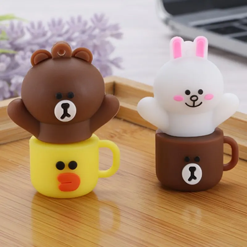 Usb флеш накопитель с милым мультяшным медведем 4 ГБ 8 16 32 64 емкостью 2 0 бесплатная