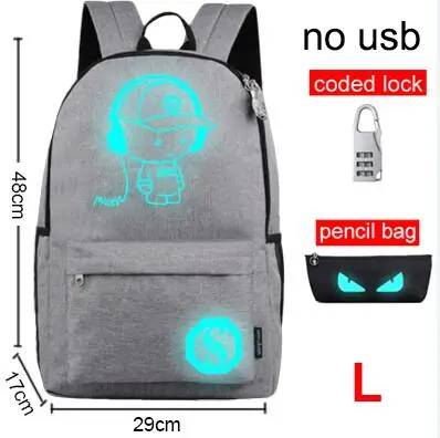 B184-Style9 Новинка, Подростковый рюкзак для школы, светящийся, usb зарядка, противоугонные рюкзаки, школьный рюкзак в мужских повседневных рюкзаках - Цвет: B184-Style9