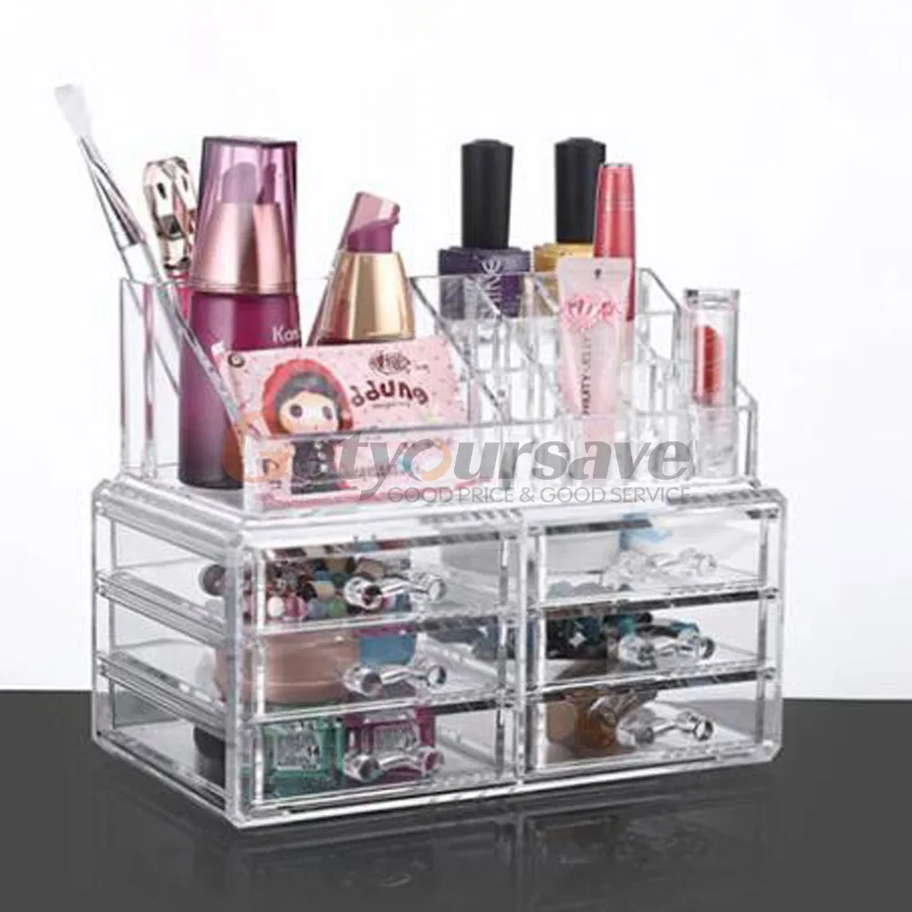 Косметический Органайзер для косметики прозрачный акриловый 6 ящиков витрина