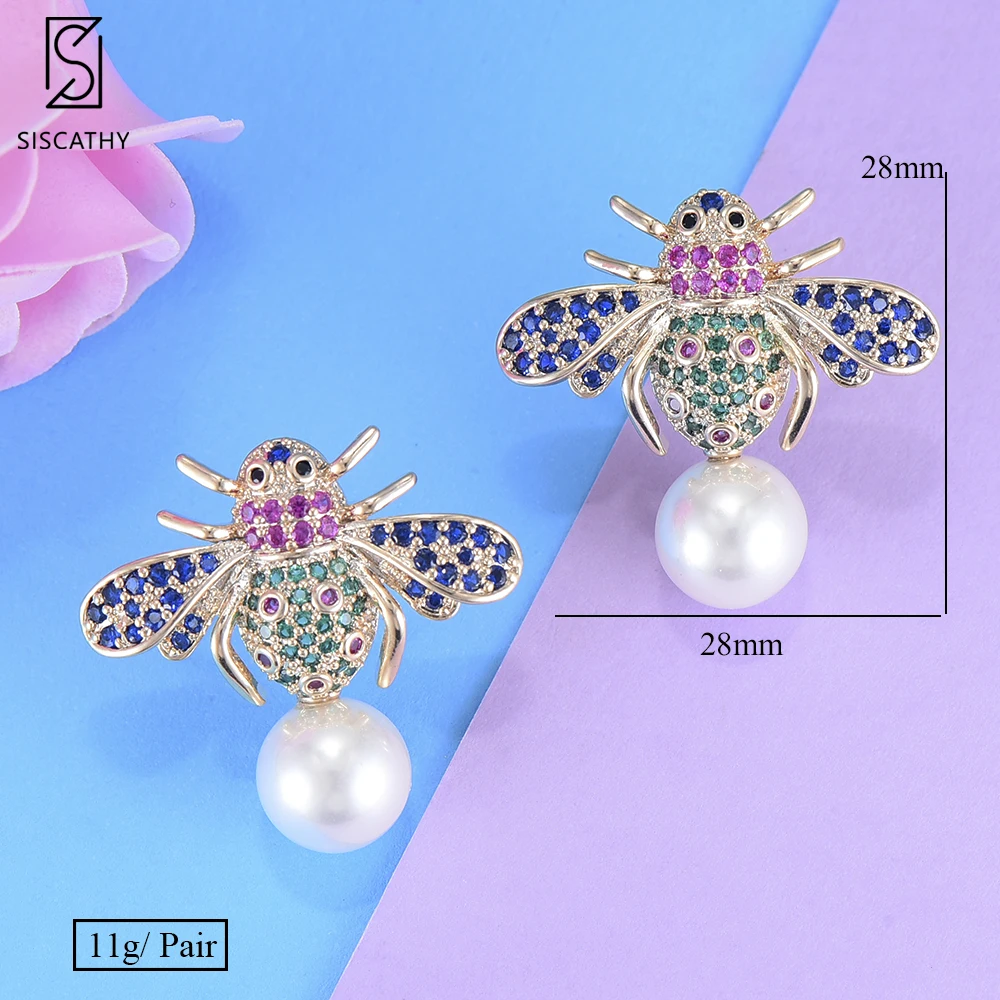 Женские винтажные серьги-гвоздики SISCATHY серьги в форме пчелы с искусственным
