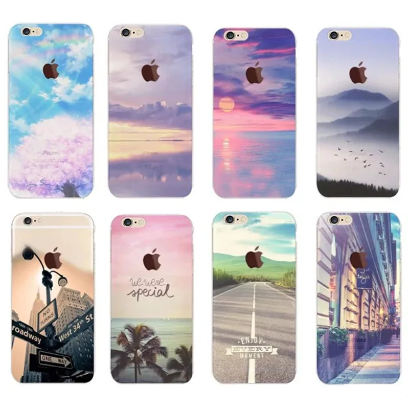 Fashion Phone Case Для iPhone 6 S Plus С Ландшафтного Окрашены ультра Тонкий Мягкие TPU