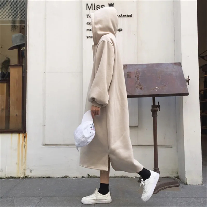 Женское платье Толстовка Harajuku длинное бархатное толстовка с рукавами фонариками
