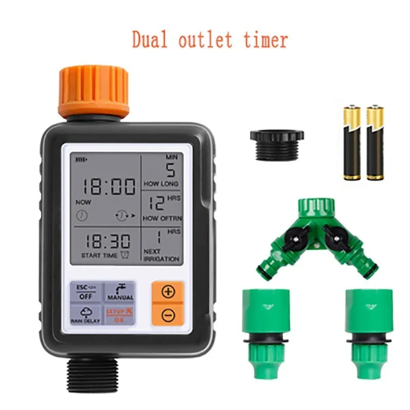 Dual outlet timer Автоматическая система орошения электронный таймер воды ЖК-экран спринклер контроллер открытый сад интеллектуальное устройство для полива - Цвет: Dual outlet timer
