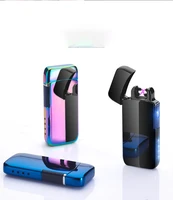 plasma lighter free laser logo flip up lighter usb cigarette lighter double arc electronic lighter for smoking