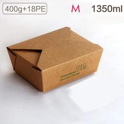 Brown M 100 шт Изысканные кухонные одноразовые пищевые контейнеры бумажная упаковочная коробка еда для фаст-фуда магазин ресторан поставщик - Цвет: Brown M
