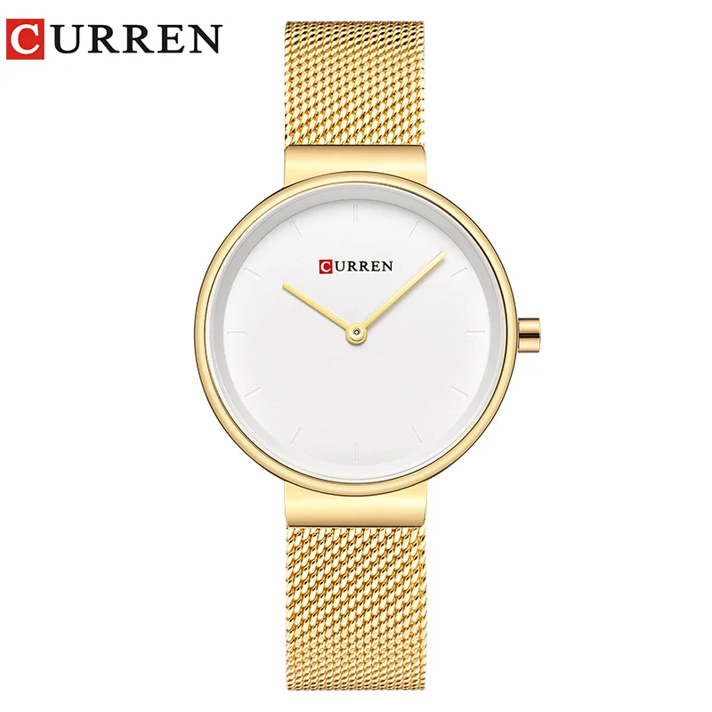 Gold Gold White CURREN, синие наручные часы, женские часы, люксовый бренд, сталь, женские кварцевые часы,, спортивные, Relogio Feminino Montre Femme - Цвет: Gold Gold White