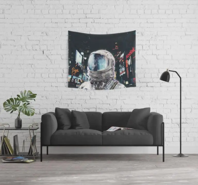 

Space Astronaut Tapestry Wall Hanging Art Banners Flags Bedroom Dorm Sofa Background Decoration Retro Spaceman Printed Canvas