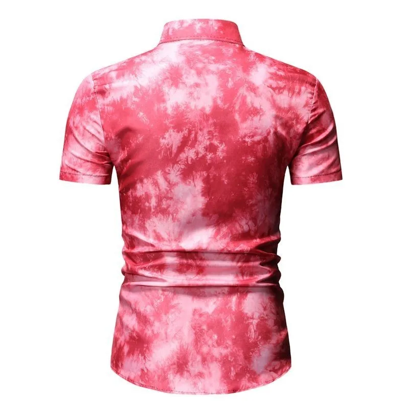 Рубашка мужская с 3D принтом Повседневная Деловая приталенная коротким рукавом