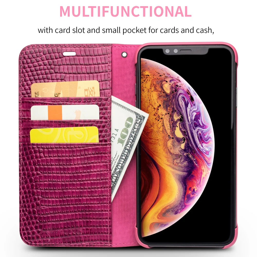 QIALINO Ультратонкий чехол для iPhone X/Xs из натуральной кожи модная женская откидная