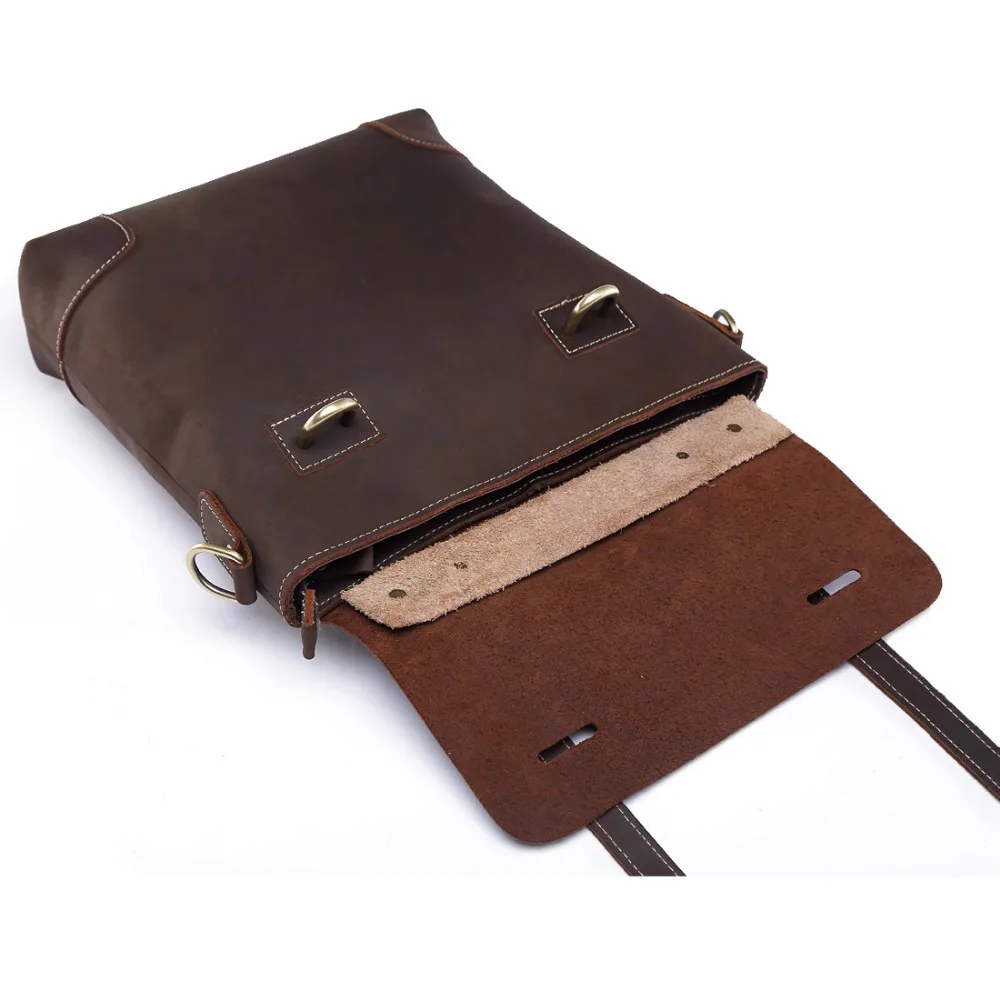 

New Design Crazy Horse Leather Men Shoulder Bags Men's Casual Cusiness Messenger Bag Vintage Crossbody iPad Laptop Briefcase