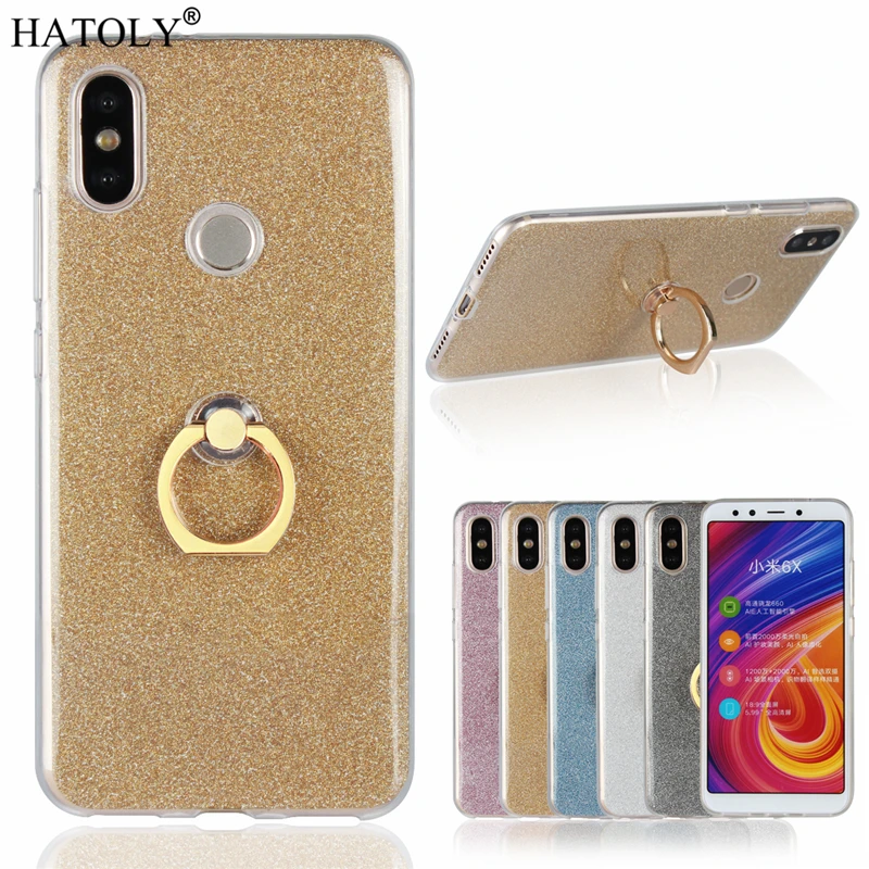 HATOLY Bling кольцо держатель чехол для Xiaomi mi A2 6X прозрачный блеск Чехлы мягкие