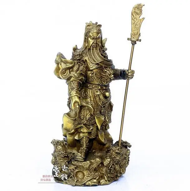 11 &quotКитайская латунная медная девять лоялизм дракона Guan GongYu God Warrior статуя меча |