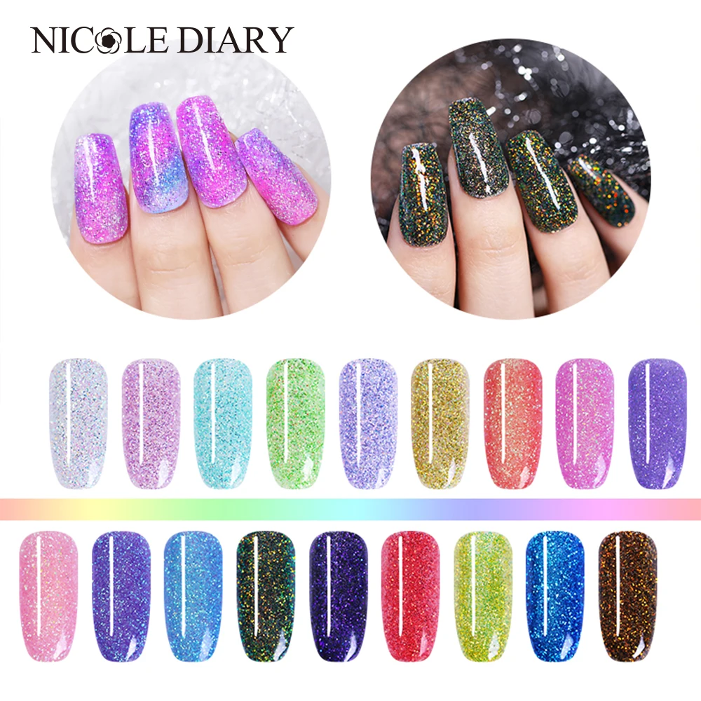 NICOLE DIARY 10 мл голографическая система погружения порошка для ногтей порошок Блестящий лазер Красочный Блестящий маникюр Дизайн ногтей