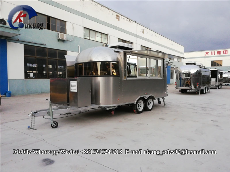 Airstream Стиль Матовый из нержавеющей стали мобильный магазин, пищевой грузовик, мобильный пищевой прицеп для продажи
