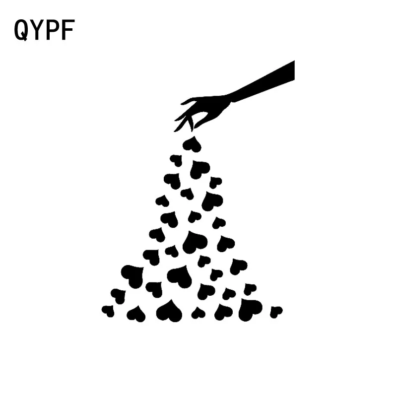 

QYPF 13,5 см * 18 см красивое романтичное любовное сердечко для автомобиля виниловая наклейка для автомобиля-Стайлинг наклейка черный/серебрист...